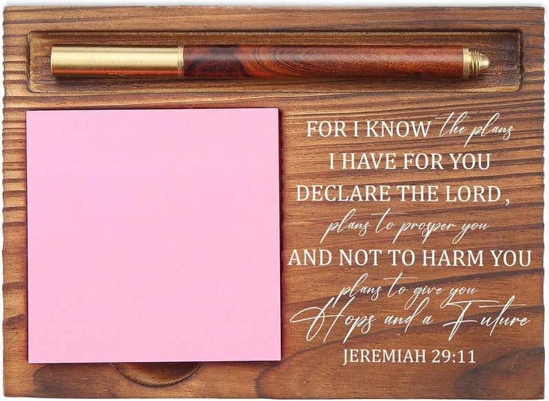 EFFJNSG for I Know The Plans Sticky Note Holder, Christian Desk Organizer for Religious Social Worker Therapist Counselor Educators Gift for Office Self-Stick Note Pad Holders EDP103 - Image 1